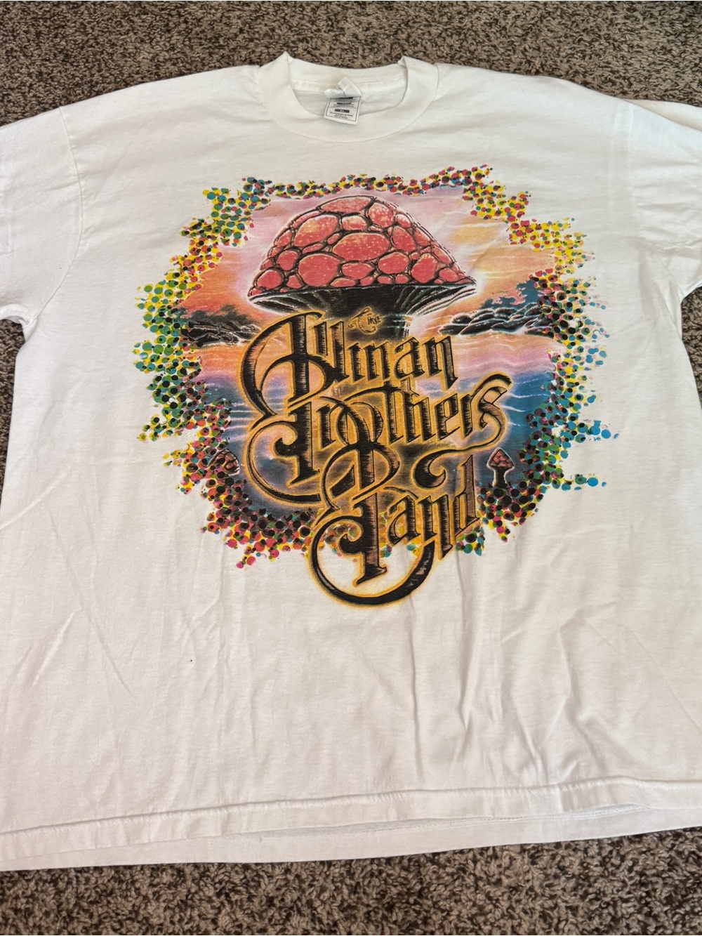 1997 allman brothers band tour tee White Graphic Mushroom Band Tee